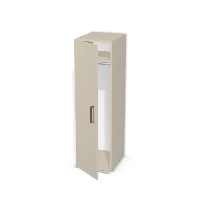 Szafa z pojedynczymi drzwiami i drążkiem na wymiar. Front: Szary Taupe (U750, ST9), Korpus: Szary Taupe (U750, ST9). Dopasuj wymiary online. Realizacja: 3 dni roboczych.