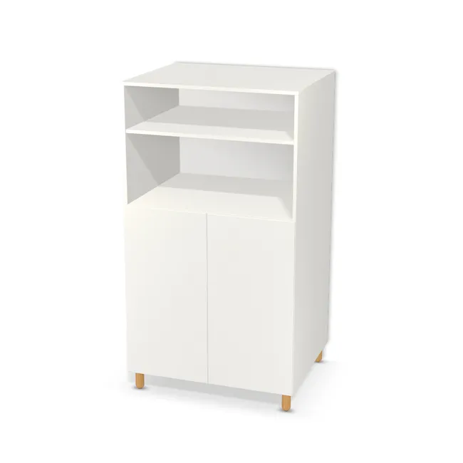 Regał z podwójnymi drzwiczkami na dole na wymiar. Front: Biały klasyczny (W960, SM), Korpus: Biały klasyczny (W960, SM). Dopasuj wymiary online. Realizacja: 3 dni roboczych.