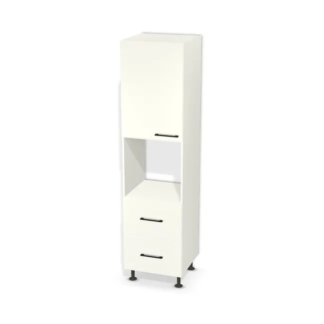 Słupek do zabudowy piekarnika z 2 szufladami na wymiar. Front: Biały premium (W1000, ST9), Korpus: Biały premium (W1000, ST9). Dopasuj wymiary online. Realizacja: 3 dni roboczych.