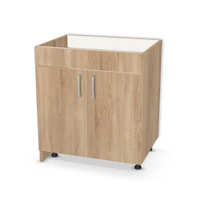 Szafka pod zlewozmywak z blendą na wymiar. Front: Dąb Bardolino naturalny (H1145, ST10) Usłojenie Pionowe, Korpus: Biały klasyczny (W960, SM). Dopasuj wymiary online. Realizacja: 3 dni roboczych.