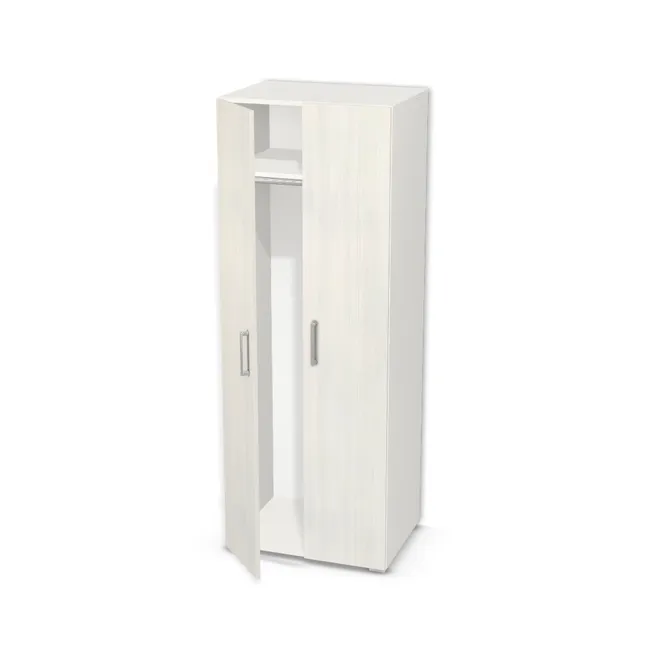 Szafa z podwójnymi drzwiami i drążkiem na wymiar. Front: Fineline biały (H3195, ST19) Usłojenie Pionowe, Korpus: Biały klasyczny (W960, SM). Dopasuj wymiary online. Realizacja: 3 dni roboczych.