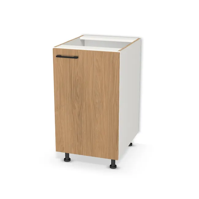 Szafka dolna standardowa na wymiar. Front: Dąb Casella naturalny (H1385, ST40) Usłojenie Pionowe, Korpus: Biały klasyczny (W960, SM). Dopasuj wymiary online. Realizacja: 3 dni roboczych.