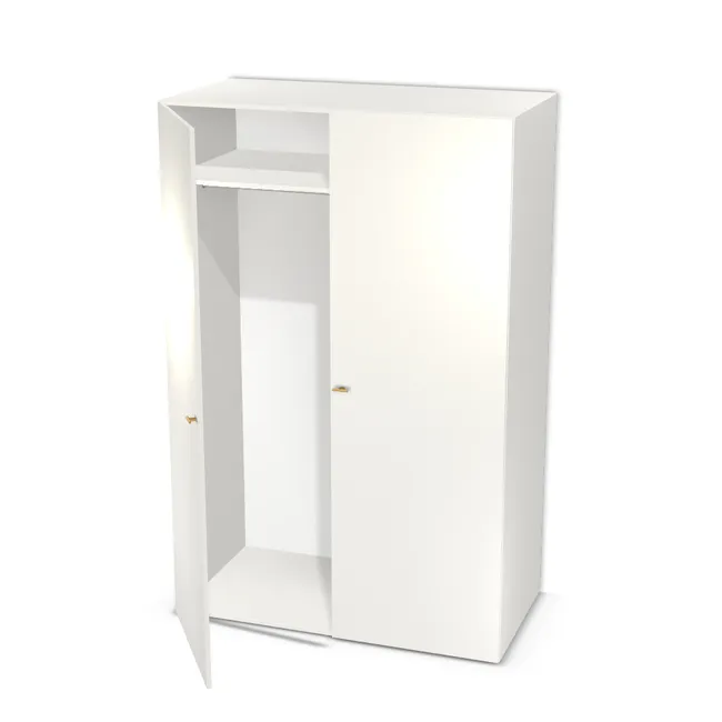 Dwudzielna szafa (na wieszaki, z półkami) na wymiar. Front: Biały klasyczny (W960, SM), Korpus: Biały klasyczny (W960, SM). Dopasuj wymiary online. Realizacja: 3 dni roboczych.