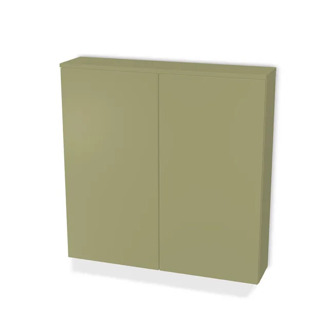 Szafka łazienkowa górna na wymiar. Front: Zielony oliwkowy (U640, ST9), Korpus: Zielony oliwkowy (U640, ST9). Dopasuj wymiary online. Realizacja: 3 dni roboczych.