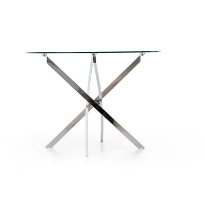 Stół okrągły szklany RAYMOND 100 cm - transparentny/srebrny