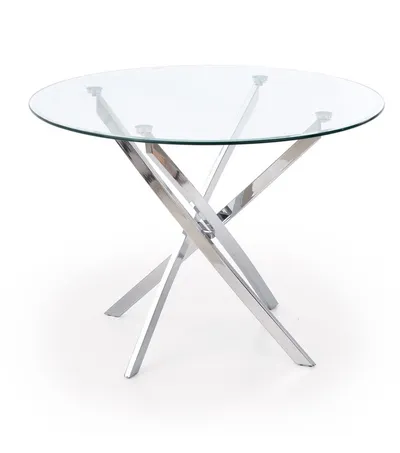 Stół okrągły szklany RAYMOND 100 cm - transparentny/srebrny