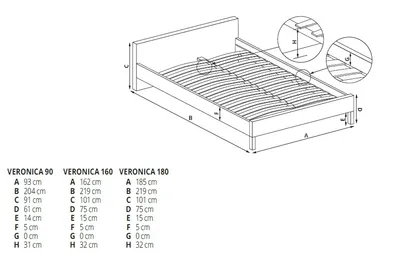 Łóżko VERONICA 90 - czereśnia antyczna/czarny