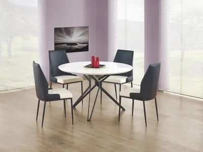 Stół okrągły PIXEL 120 cm - biały/czarny