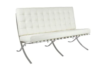 Sofa 2-osobowa BARCELON - biała skóra