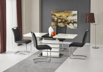 Stół rozkładany NORD 140x80 - biały/czarny