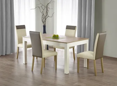 Stół rozkładany SEWERYN 160x90 - dąb sonoma/biały