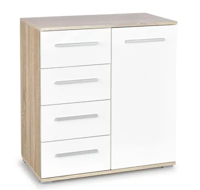 Komoda LIMA KM2 - dąb sonoma/biały połysk
