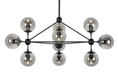 Lampa wisząca PLANETARIO 10 - czarny/klosze dymione