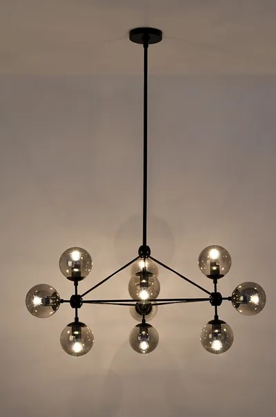 Lampa wisząca PLANETARIO 10 - czarny/klosze dymione