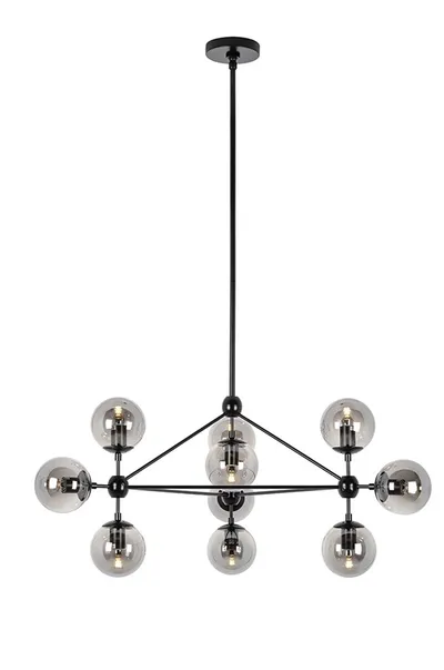 Lampa wisząca PLANETARIO 10 - czarny/klosze dymione