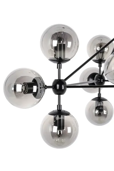 Lampa wisząca PLANETARIO 10 - czarny/klosze dymione