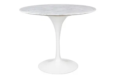 Stół okrągły TULIP Marble Carrara 90 - biały