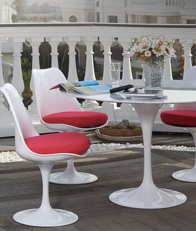 Stół okrągły TULIP Marble Carrara 90 - biały