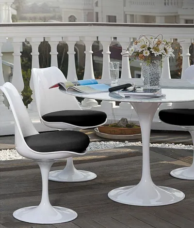 Stół okrągły TULIP Marble Carrara 90 - biały