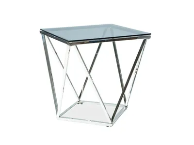 Ława SILVER B 50x50 - srebrny/czarny dymiony