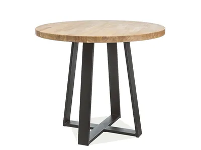 Stół okrągły VASCO 80 cm - lity dąb/czarny