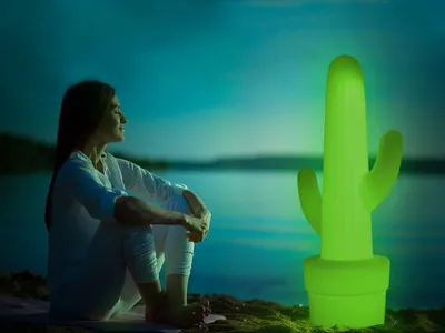 Lampa ogrodowa KAKTUS C  limonkowa - LED, przewód