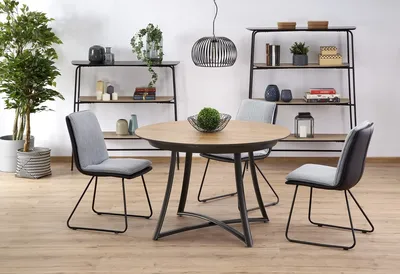 Stół okrągły rozkładany MORETTI 118 cm - dąb złoty/antracyt