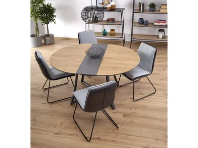 Stół okrągły rozkładany MORETTI 118 cm - dąb złoty/antracyt