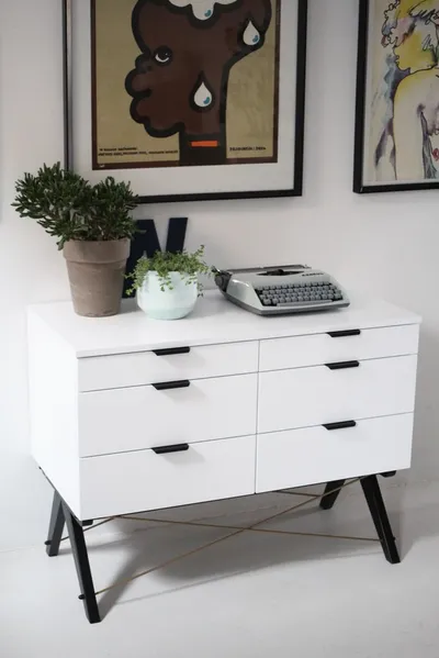 WHITE/CZARNY Komoda DOUBLE - stelaż WHITE