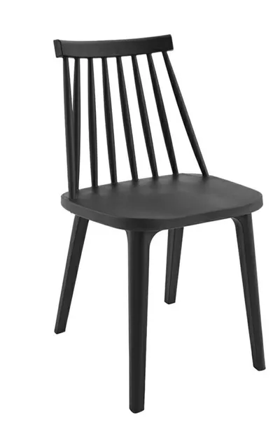 Krzesło z tworzywa RIBS BLACK - czarny mat