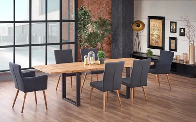 Stół rozkładany PEREZ 160x90 - jasny dąb/czarny