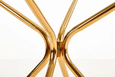 Stół okrągły szklany RONDO 110 cm - transparentny/złoty