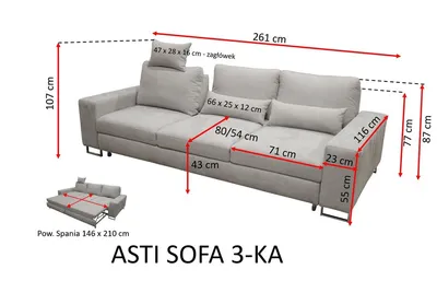 PROMOCJA - Sofa rozkładana ASTI - tkanina Vinci