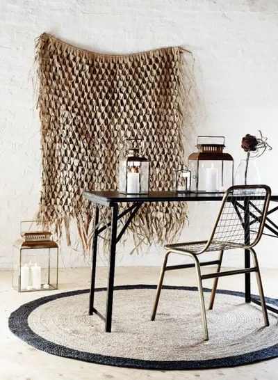 Dekoracja ścienna, makrama, Palm Karaiby, boho, vintage, liście palmowe, 120X150 cm (DC16007)