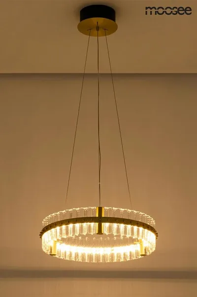 MOOSEE lampa wisząca SATURNUS 47 złota - LED, kryształ, stal szczotkowana