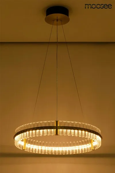 MOOSEE lampa wisząca SATURNUS 70 złota - LED, kryształ, stal szczotkowana