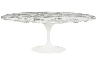 Stół TULIP Ellipse Marble Arabescato 200x120 - biały marmur