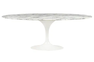 Stół TULIP Ellipse Marble Arabescato 200x120 - biały marmur