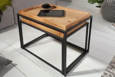 Zestaw stolików ELEMENTS czarne - MDF, metal