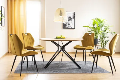 Krzesło tapicerowane welurowe ARCO Velvet - curry Bluvel 68