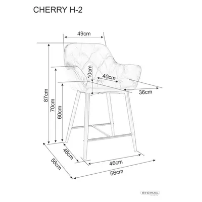 Hoker tapicerowany welurowy CHERRY H-2 Velvet - czarny/szary Bluvel 14