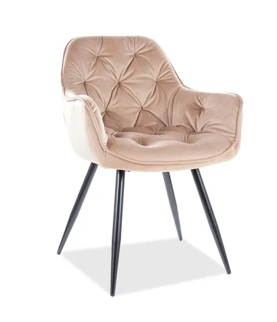 tkanina Bluvel 28 Krzesło welurowe pikowane CHERRY Velvet - beż Bluvel 28