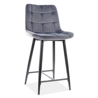 tkanina Bluvel 14 Półhoker tapicerowany welurowy CHIC H-2 Velvet - czarny/szary Bluvel 14
