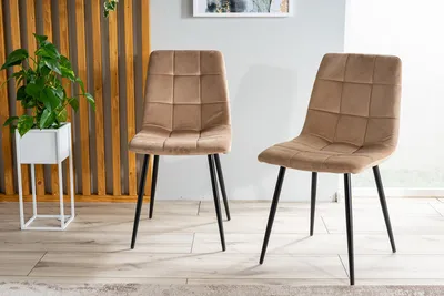 Krzesło welurowe pikowane CHIC Velvet - beżowy Bluvel 28