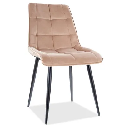 tkanina Bluvel 28 Krzesło welurowe pikowane CHIC Velvet - beżowy Bluvel 28