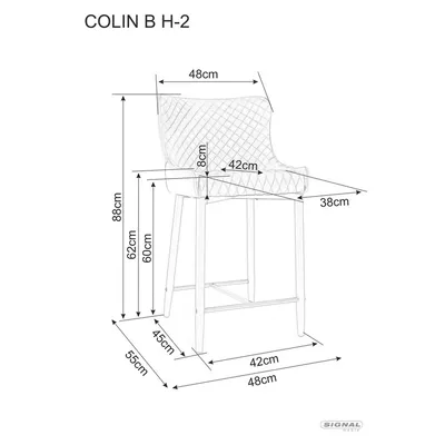 Hoker tapicerowany welurowy COLIN B H-2 Velvet - czarny Bluvel 19