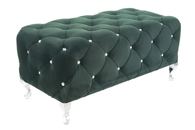 tkanina Bluvel 78 Puf pikowany z nóżkami HESTIA Velvet - zielony Bluvel 78