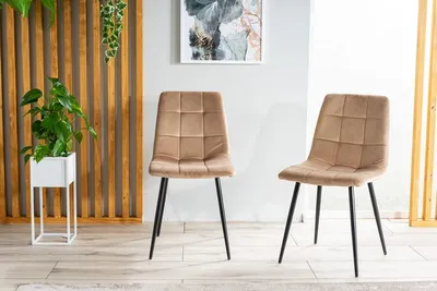 Krzesło welurowe pikowane MILA Velvet - beż Bluvel 28