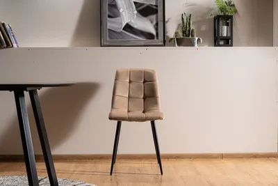 Krzesło welurowe pikowane MILA Velvet - beż Bluvel 28
