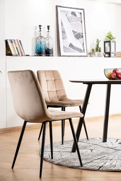 Krzesło welurowe pikowane MILA Velvet - beż Bluvel 28